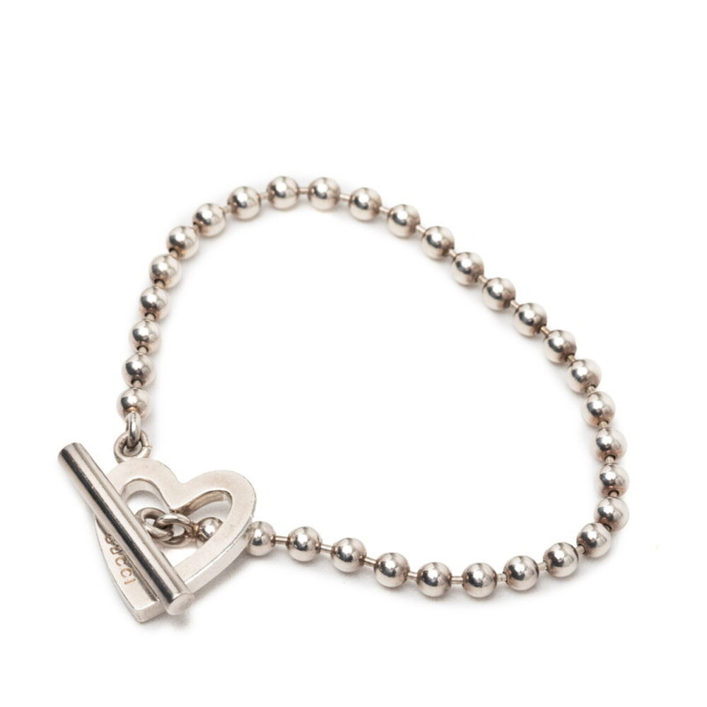 GUCCI Silver Heart Charm Bracelet